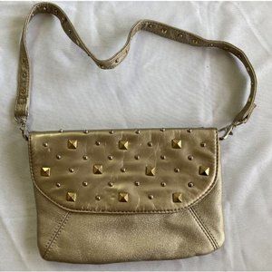 Grace Adele FAITH gold clutch metallic matte